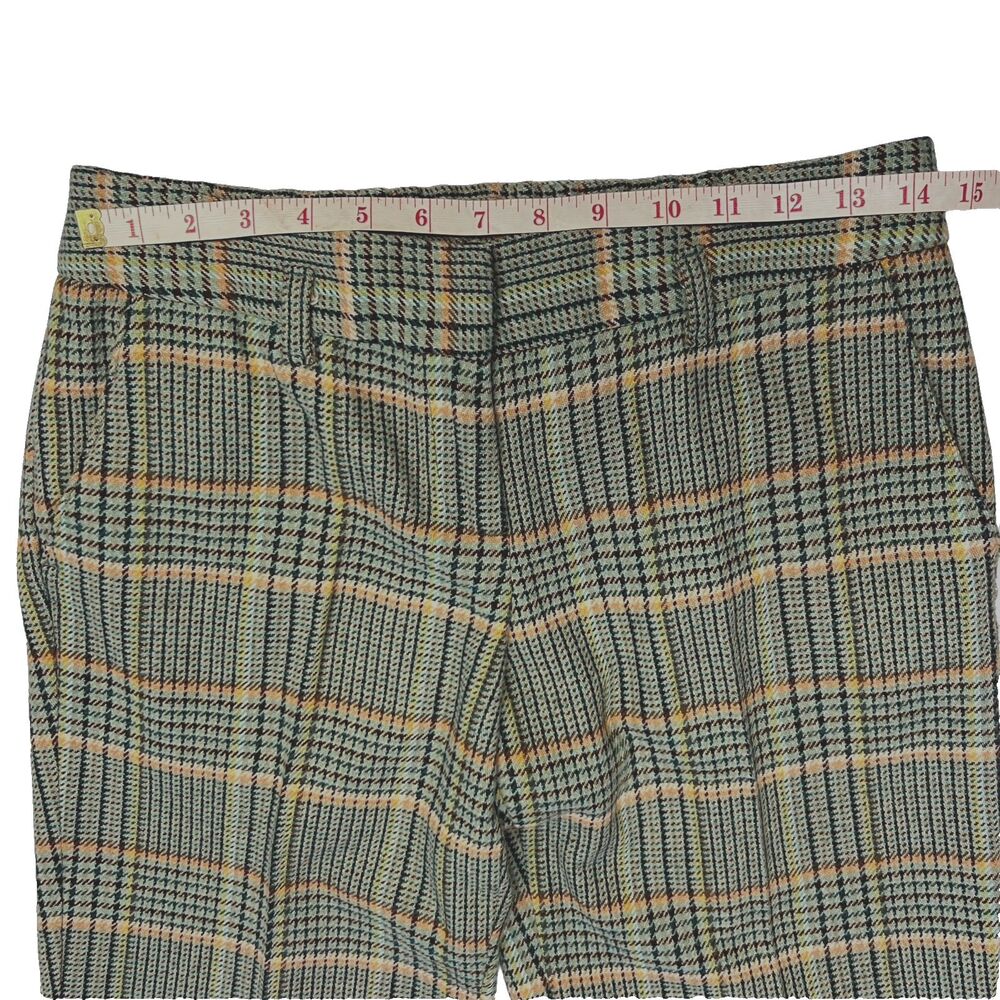 Sisley Womens 42 Small Green Plaid 25 % Wool Blend Cropped Pants Boho Retro Chic - Picture 13 of 16